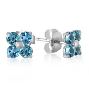 1.15 Carat 14K Solid White Gold Stud Earrings Blue Topaz