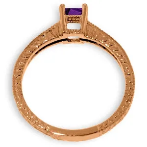 14K Solid Rose Gold Rings w/ Natural Diamonds & Purple Amethyst