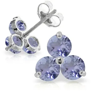 1.5 Carat 14K Solid White Gold Great Idea Tanzanite Earrings