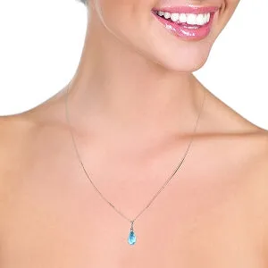 2.3 Carat 14K Solid White Gold Tell No Lies Blue Topaz Diamond Necklace