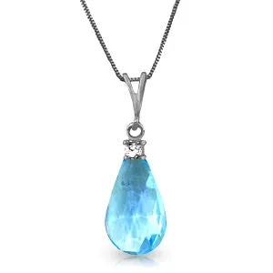 2.3 Carat 14K Solid White Gold Tell No Lies Blue Topaz Diamond Necklace