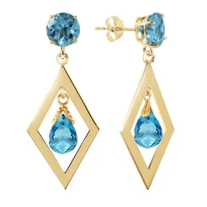 2.4 Carat 14K Solid Yellow Gold Euphoria Blue Topaz Earrings