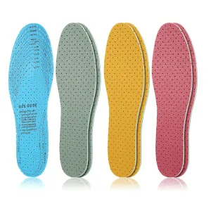 3 Pairs Breathable Shoe Insoles Inserts Ultra-Soft Cushioning Walking Comfort Insoles Double-Layer Latex Foam Perforated Insoles Replacement Insoles for Men 7-11 Woman 2-8 (Retro Colors)