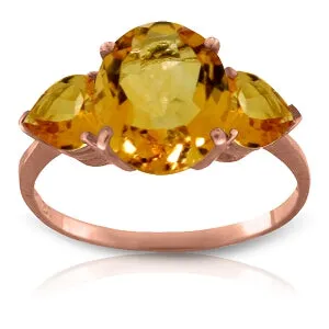 3.5 Carat 14K Solid Rose Gold Ring Natural Citrine