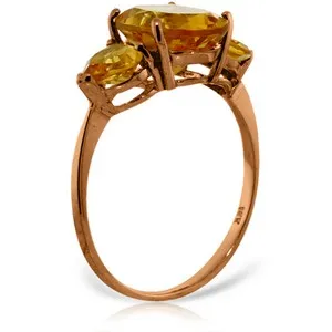 3.5 Carat 14K Solid Rose Gold Ring Natural Citrine