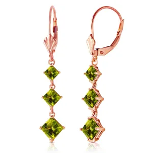 4.79 Carat 14K Solid Rose Gold Chandelier Earrings Peridot