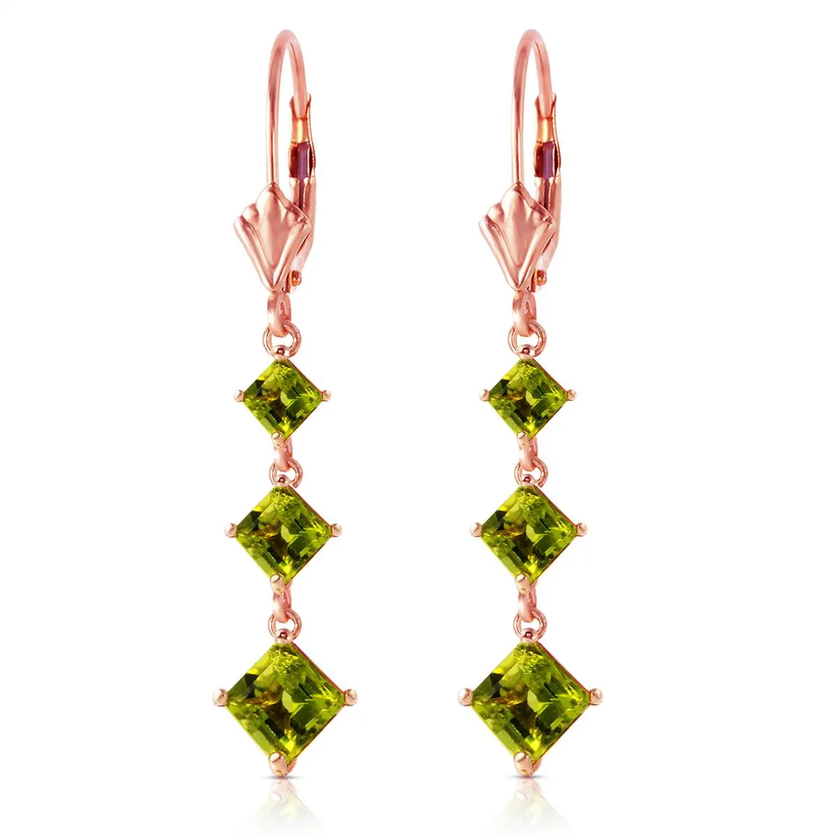 4.79 Carat 14K Solid Rose Gold Chandelier Earrings Peridot