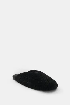 Alez Shearling Mules, Black