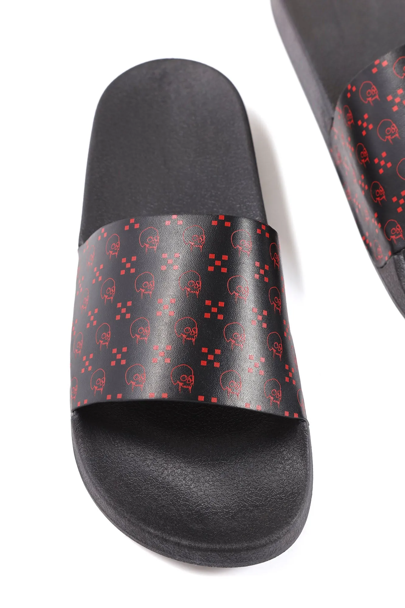 All Over Skulls Slides - Black/Red