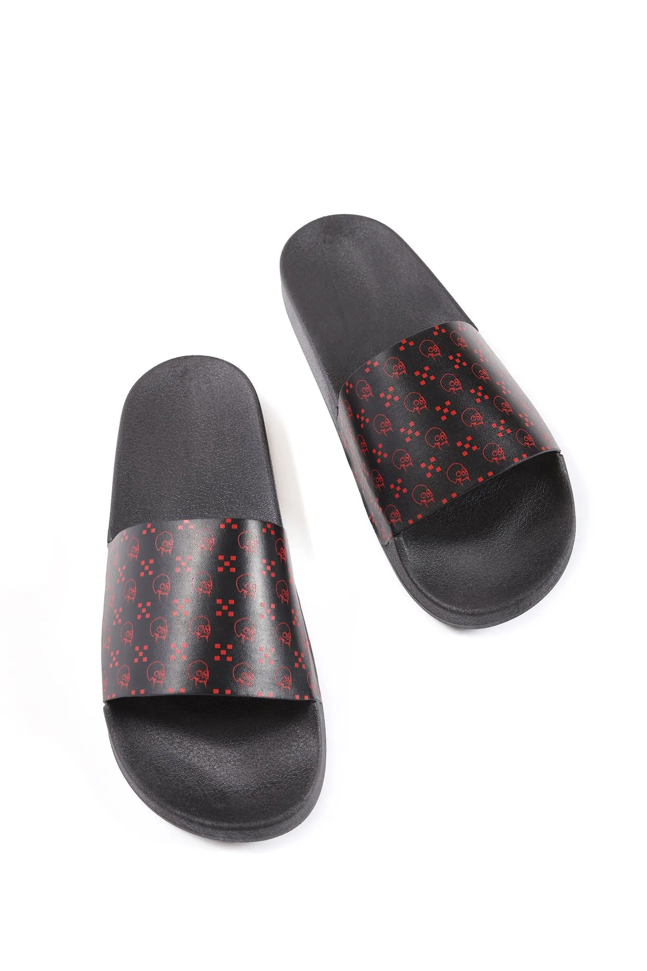 All Over Skulls Slides - Black/Red