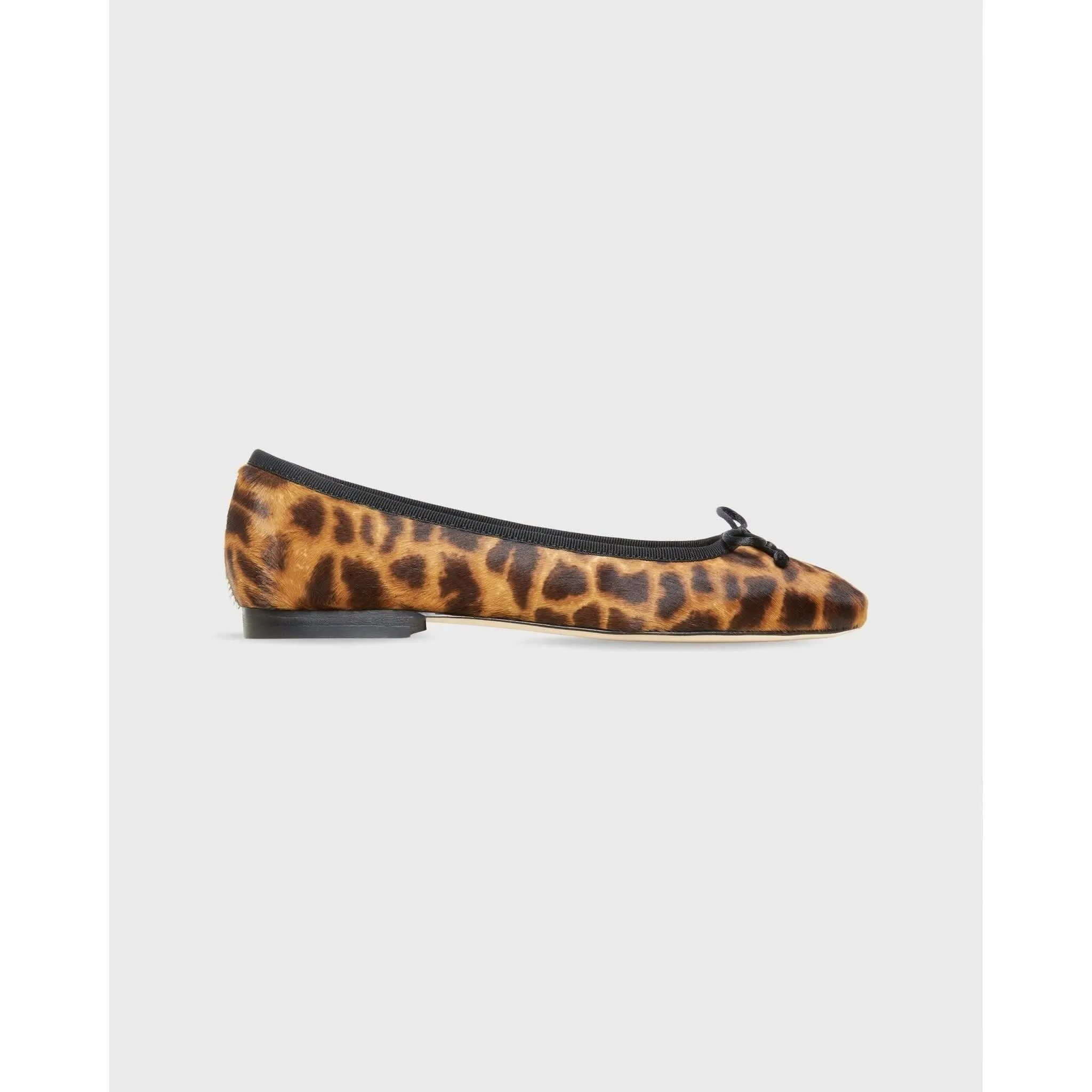 Ann Mashburn Square Toe Ballet Flat Sahara Leopard Calfhair