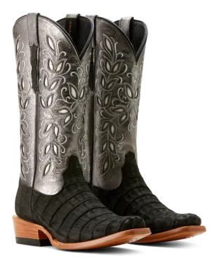 Ariat Ladies Futurity Silk Black Sueded Caiman Boot-10053721