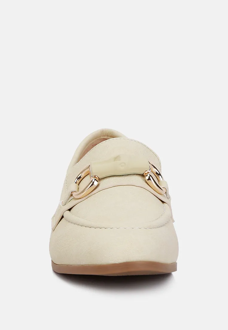 Asher Horsebit Embellished Loafers In Beige