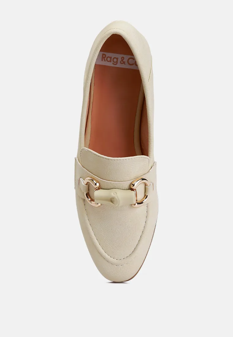 Asher Horsebit Embellished Loafers In Beige