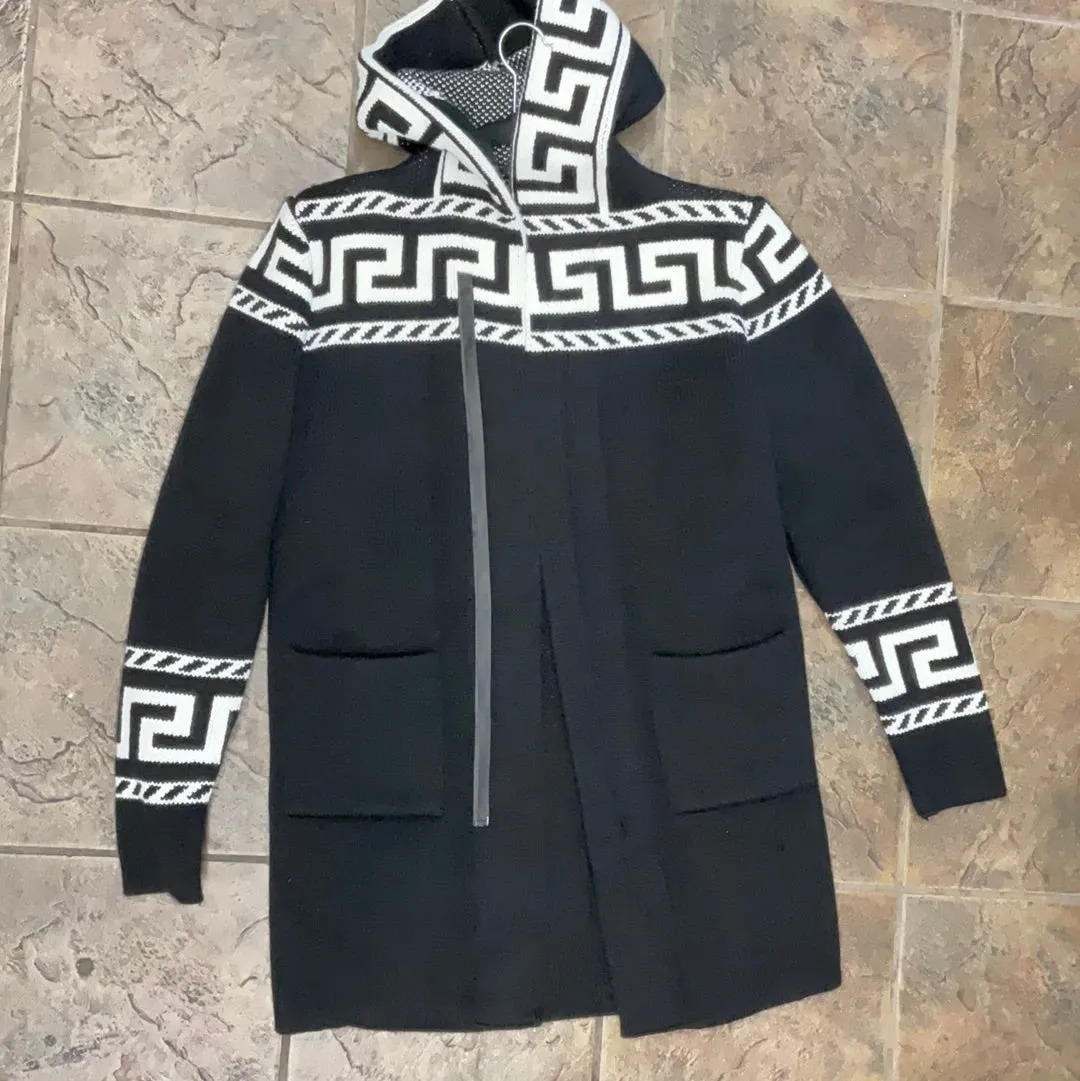 Aztec woven sweater jacket