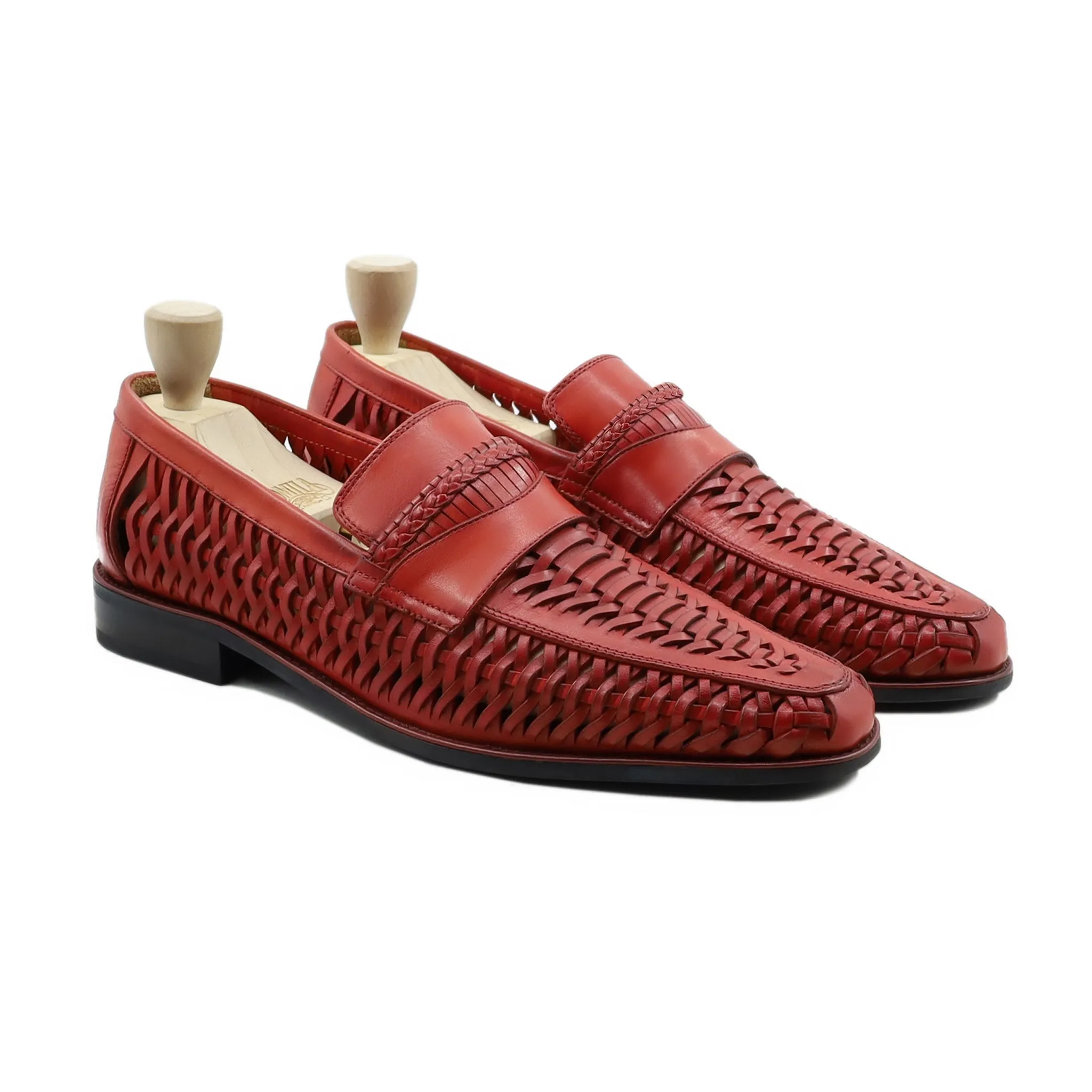 Barcelona - Men's Burgendy Hand Woven Calf Leather Loafer