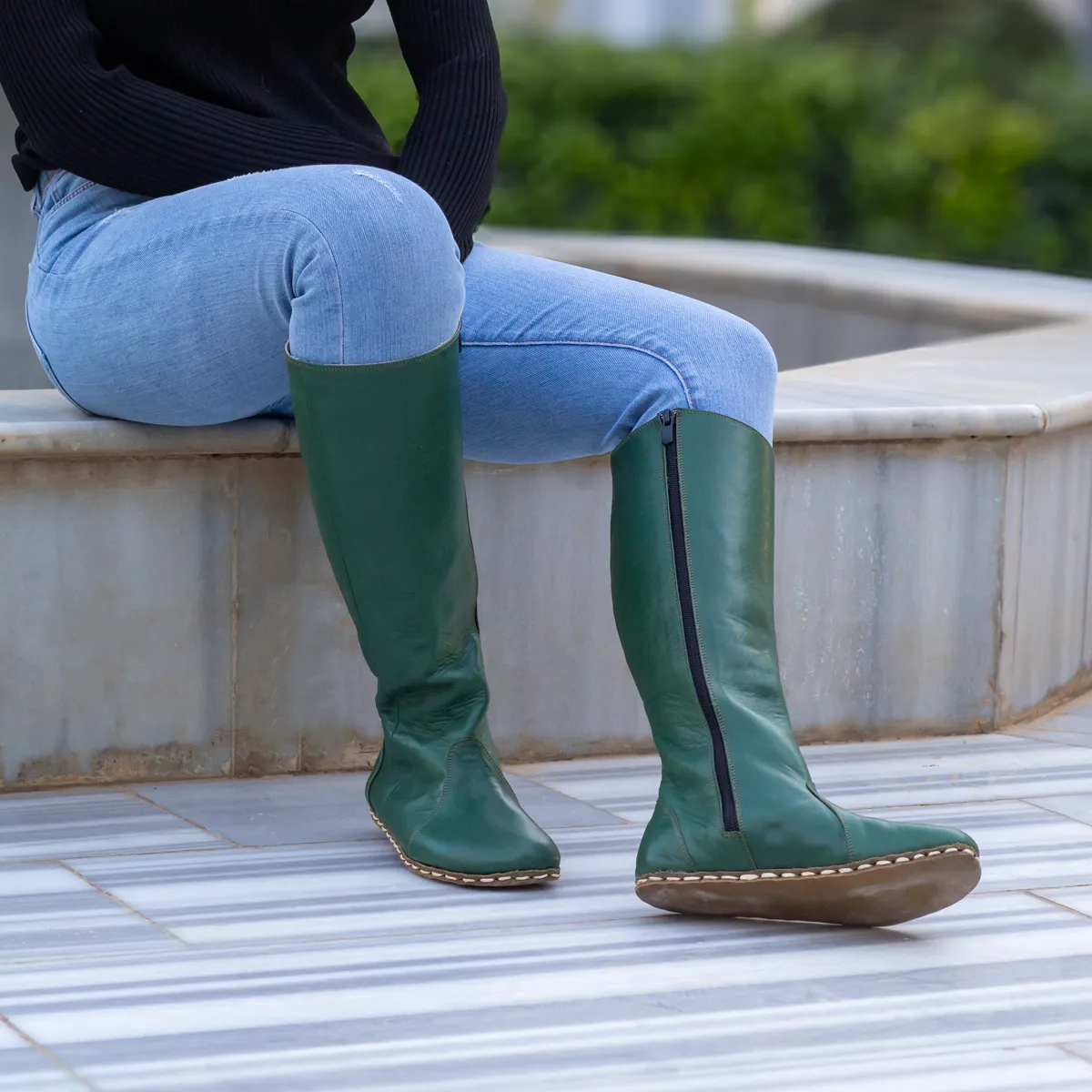 Barefoot Long Boots Green for Women