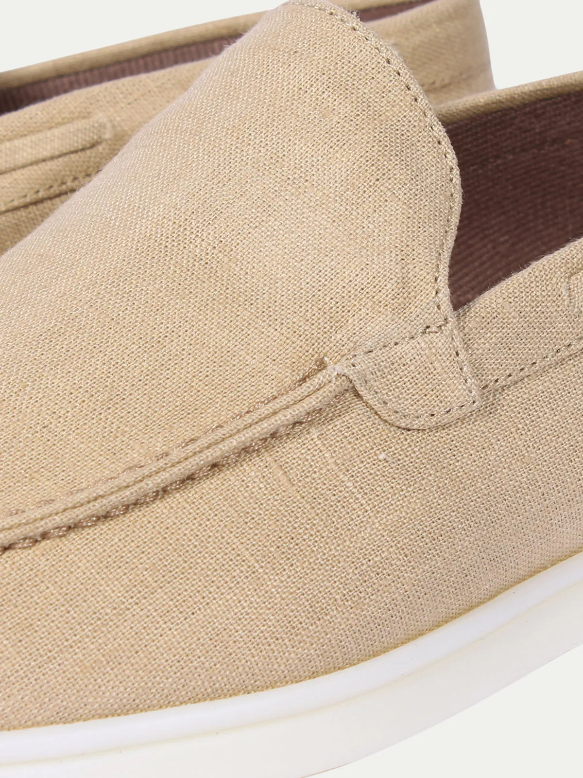 Beige Linen Yacht Loafers