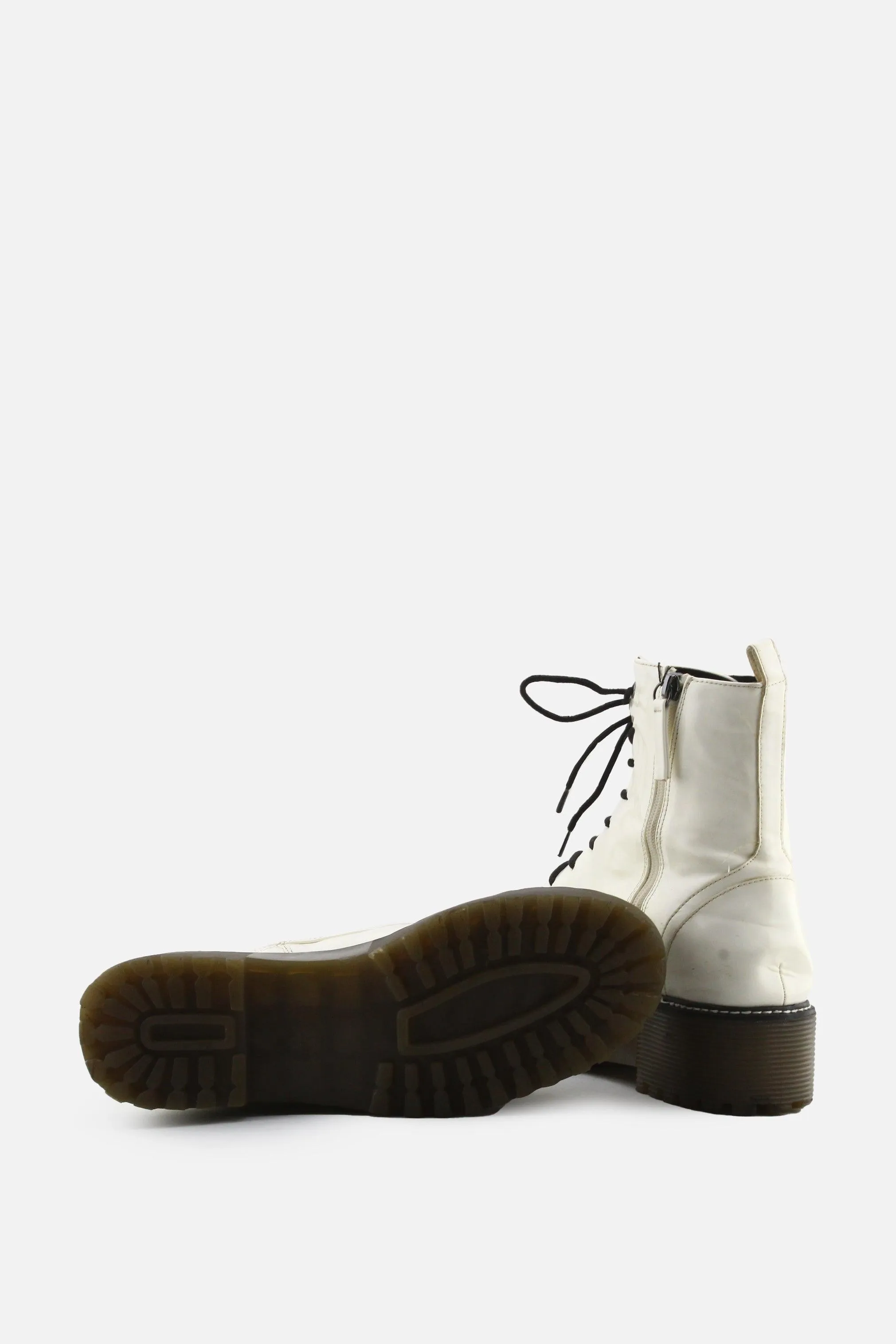 Bershka Zipper Laces Combat Ankle Boots | 100% Synthetic Leather