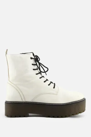 Bershka Zipper Laces Combat Ankle Boots | 100% Synthetic Leather