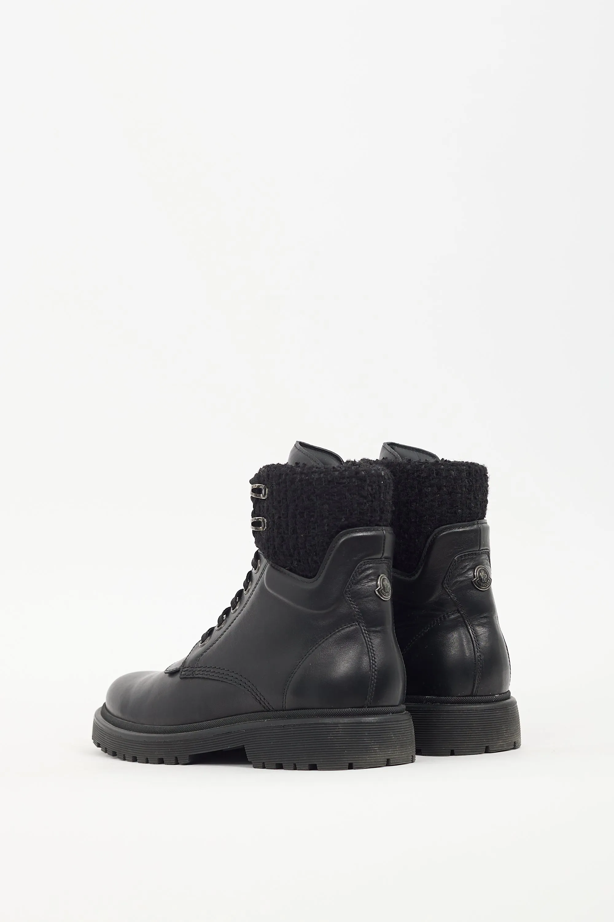 Black Leather & Tweed Combat Boot