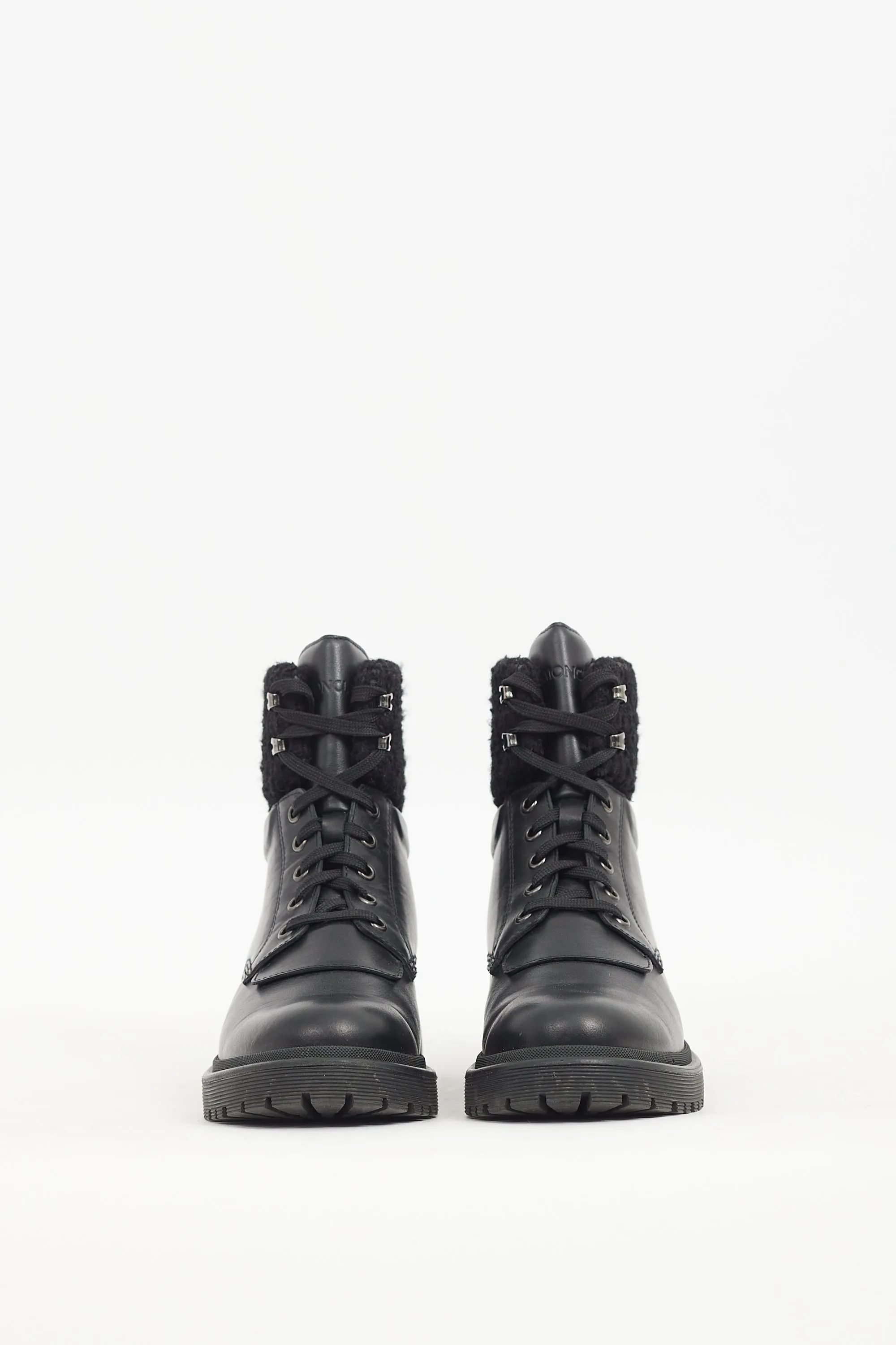 Black Leather & Tweed Combat Boot