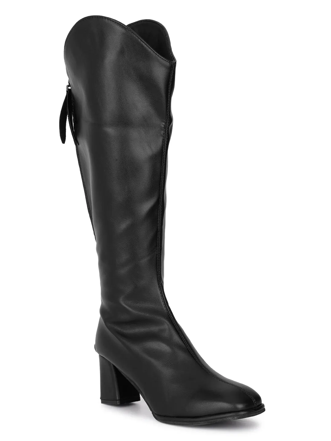 Black PU High-End-Fashion Stylish Long Boots (TC-RS3704-BLK)