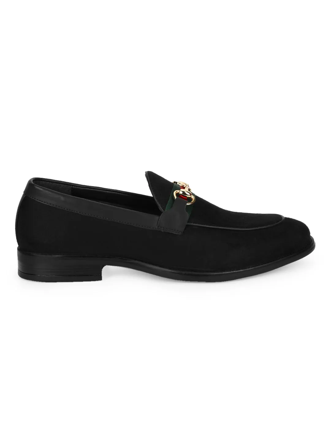 Black Suede Men's Low Heel Chained Loafers (TC-SM-5002-BLKSUE)