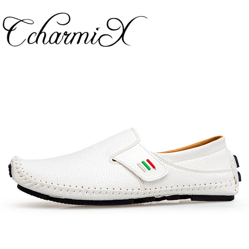 CcharmiX Plus Size 38-47 Leather Mens Shoe Spring Summer Breath Men Luxury Driving Shoes Slip On Casual Male Loafers