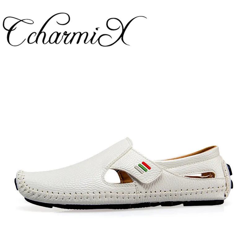 CcharmiX Plus Size 38-47 Leather Mens Shoe Spring Summer Breath Men Luxury Driving Shoes Slip On Casual Male Loafers