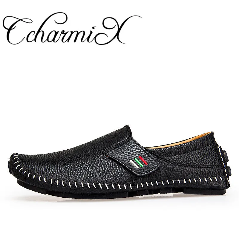 CcharmiX Plus Size 38-47 Leather Mens Shoe Spring Summer Breath Men Luxury Driving Shoes Slip On Casual Male Loafers