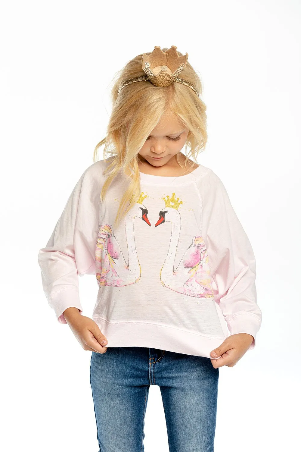 Chaser Crowned Swans L/S Cropped Raglan