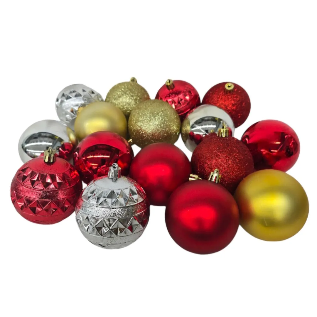 Christmas Bright Solid & Pattern Spheres - 16 Pcs.