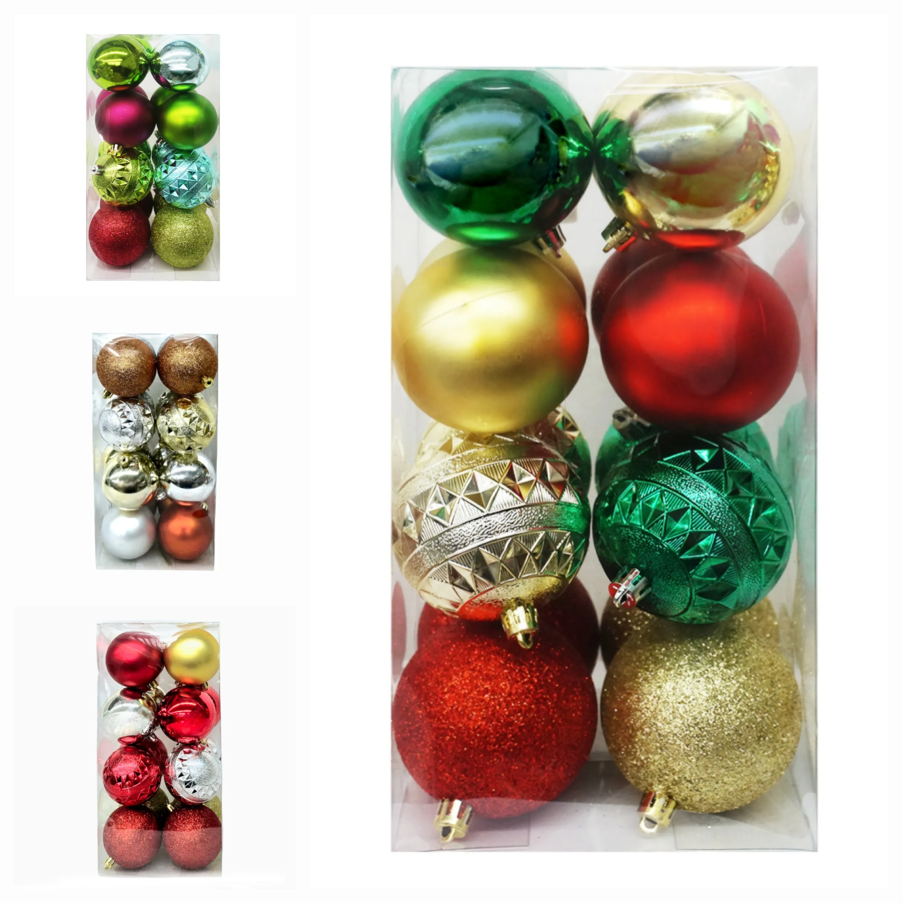 Christmas Bright Solid & Pattern Spheres - 16 Pcs.