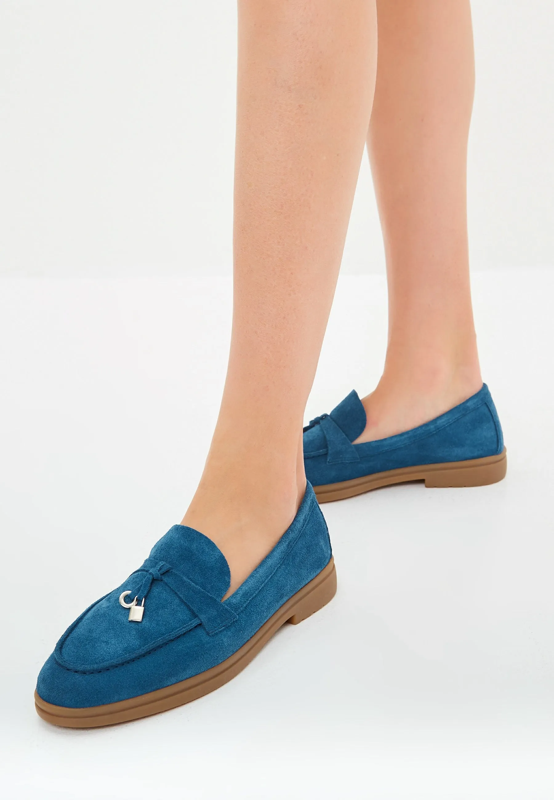 Classic Flat Sole Loafers - Blue