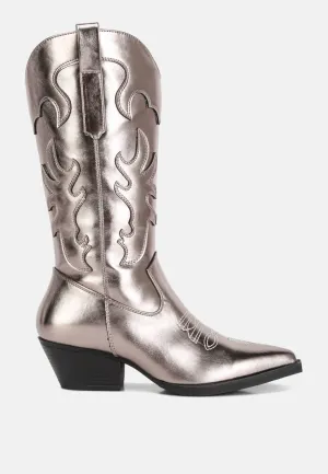 Cowby Metallic Faux Leather Cowboy Boots