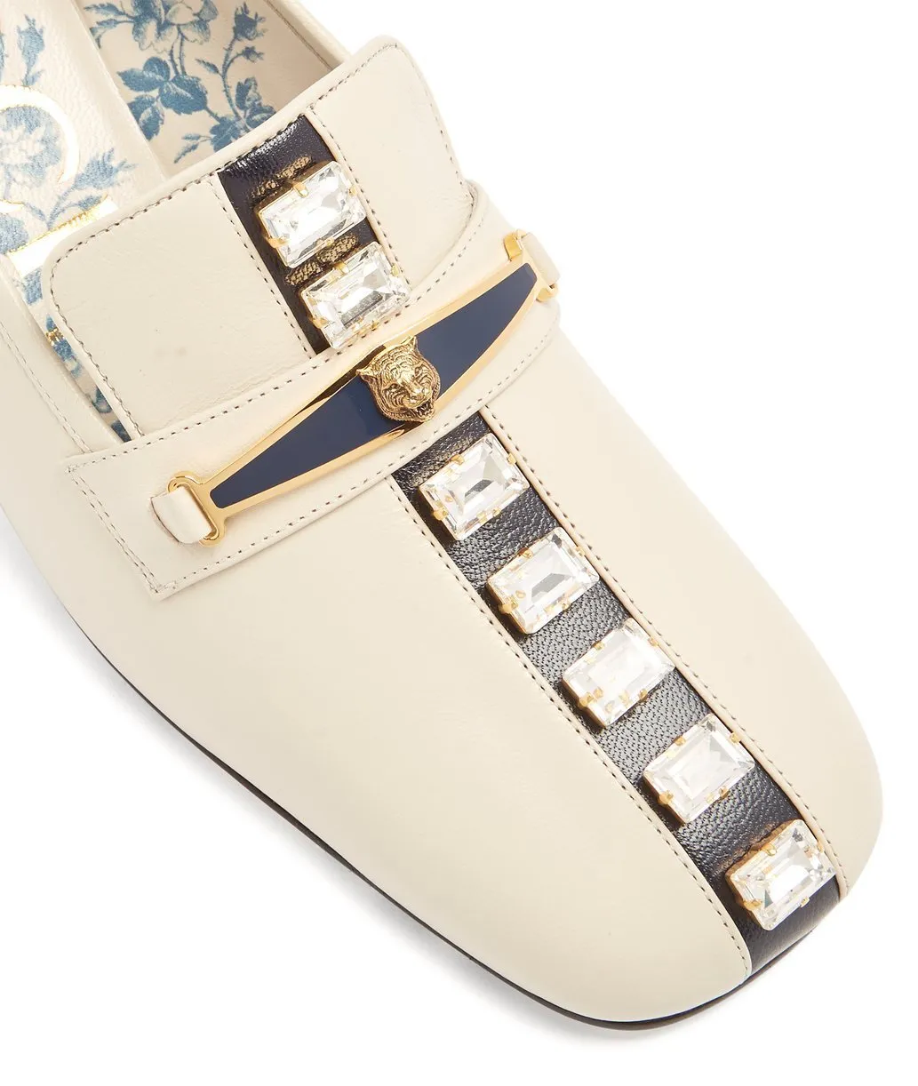 Crystal-Embellished Leather Loafers