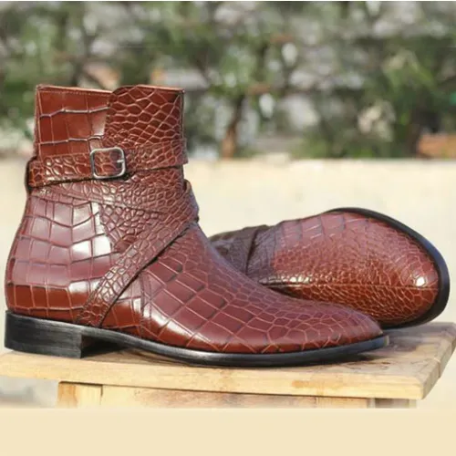 Custom Made Handmade Tailor Made Bespoke Boots, Premium Quality Leather, Single Buckle Boots, Order Now Made To Measure Handmade Boots For Men's & Women's