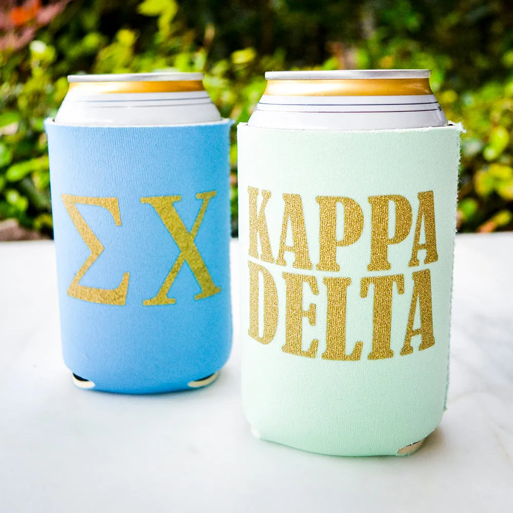 Customized Greek Can Cooler Favors