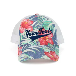 Customized  Swoosh and Tail Floral Trucker Cap