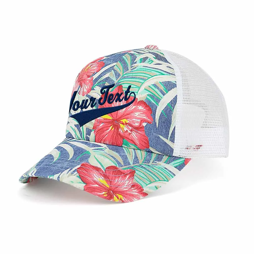 Customized  Swoosh and Tail Floral Trucker Cap