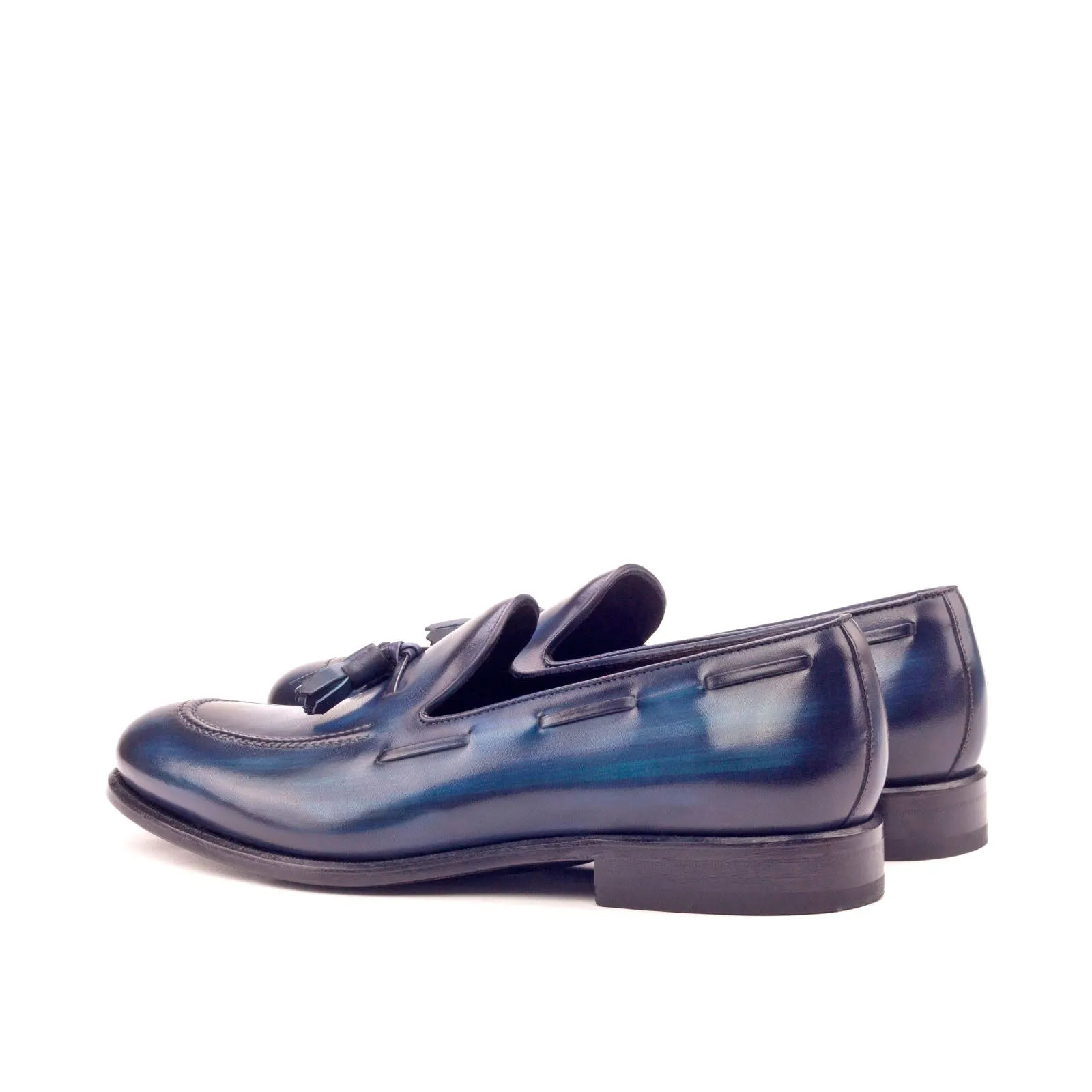 DapperFam Luciano in Denim Men's Hand-Painted Patina Loafer