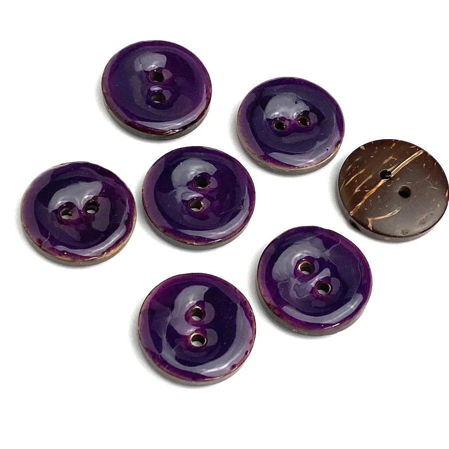 Dark Purple Shiny Round 2-Hole Coconut Button 11/16"   #SWC-117