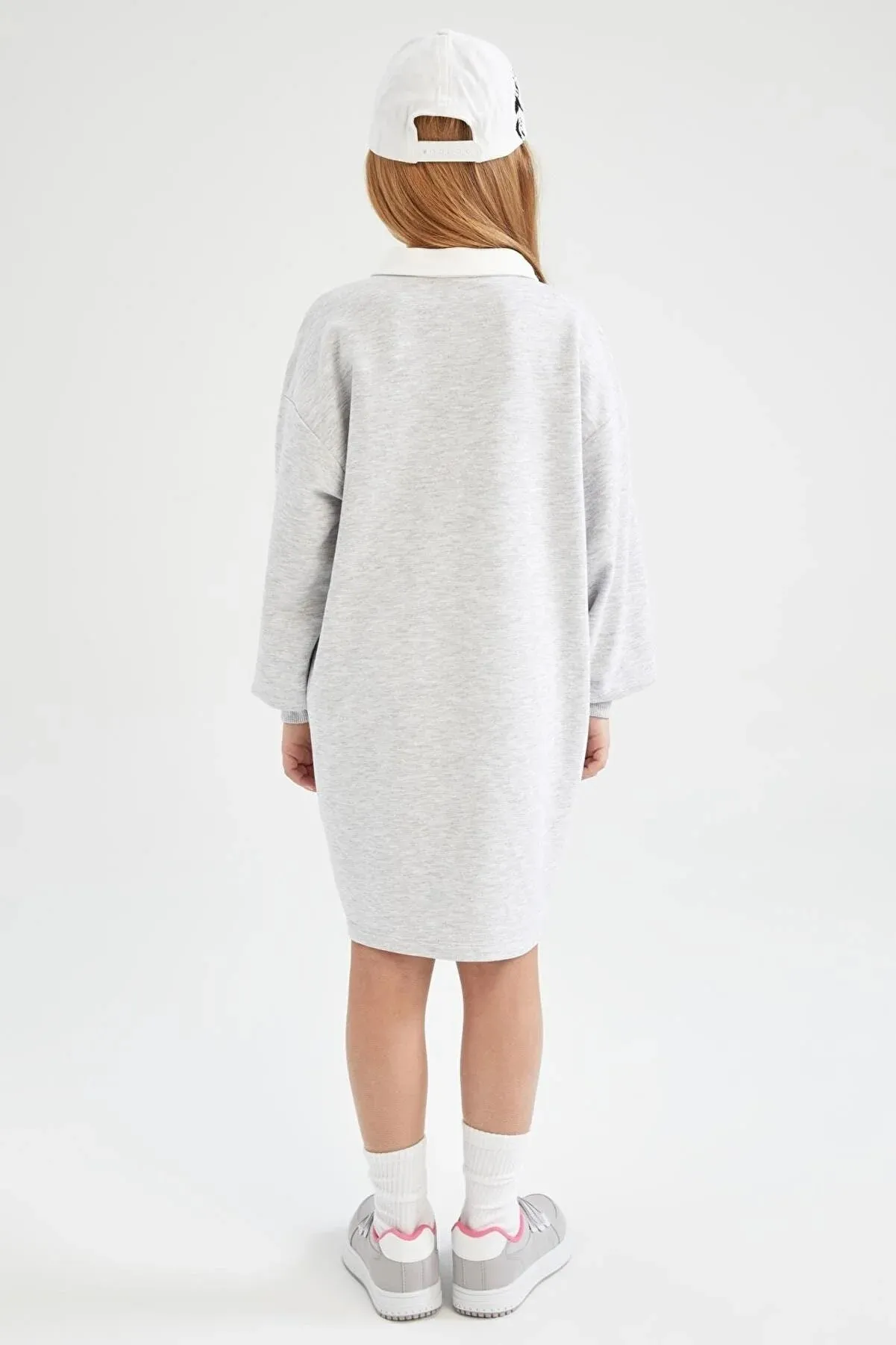 Defacto Girl's Grey Polo Neck Long Sleeve Sweat Dress