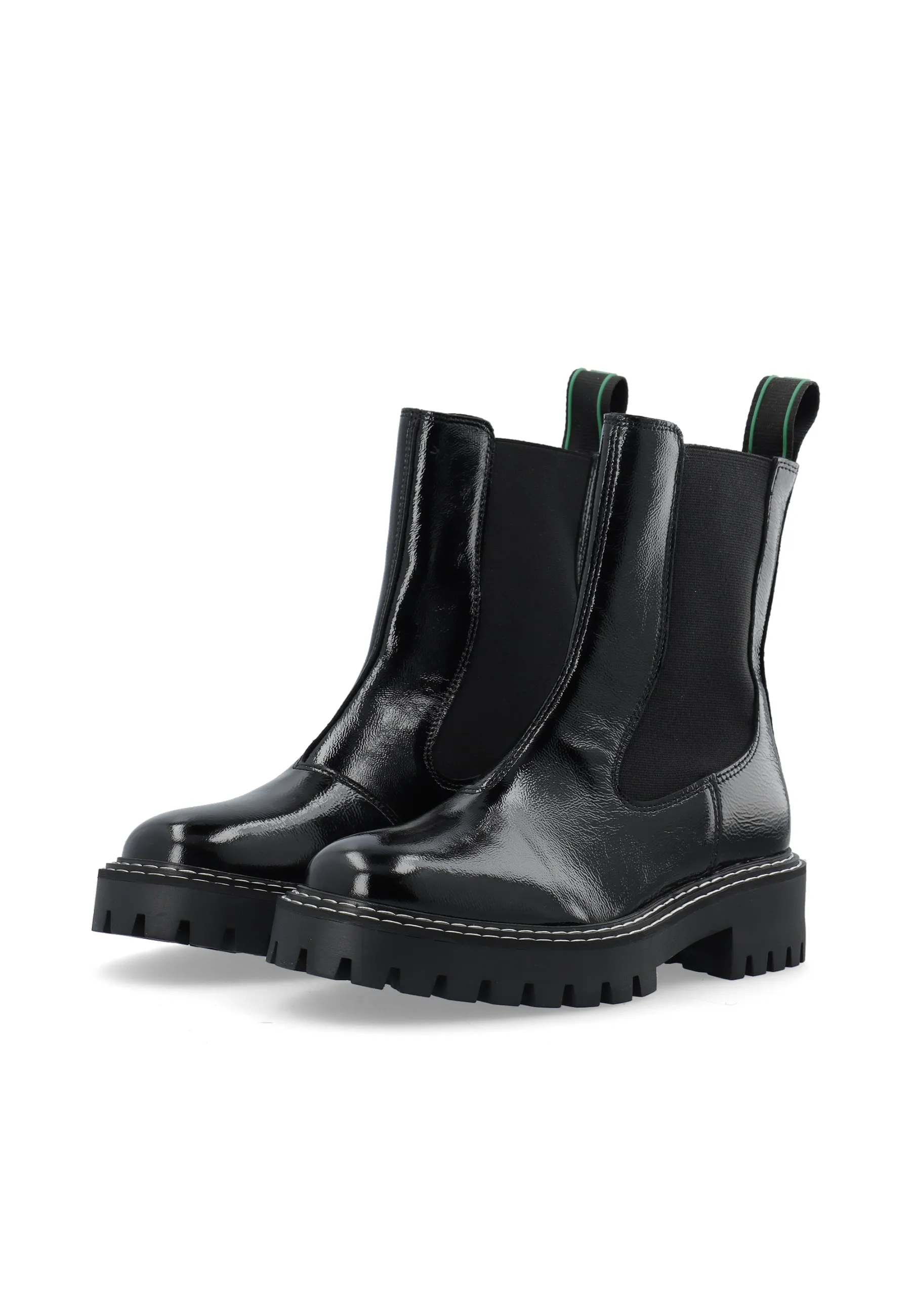 Demmi Black Patent Chelsea Boots