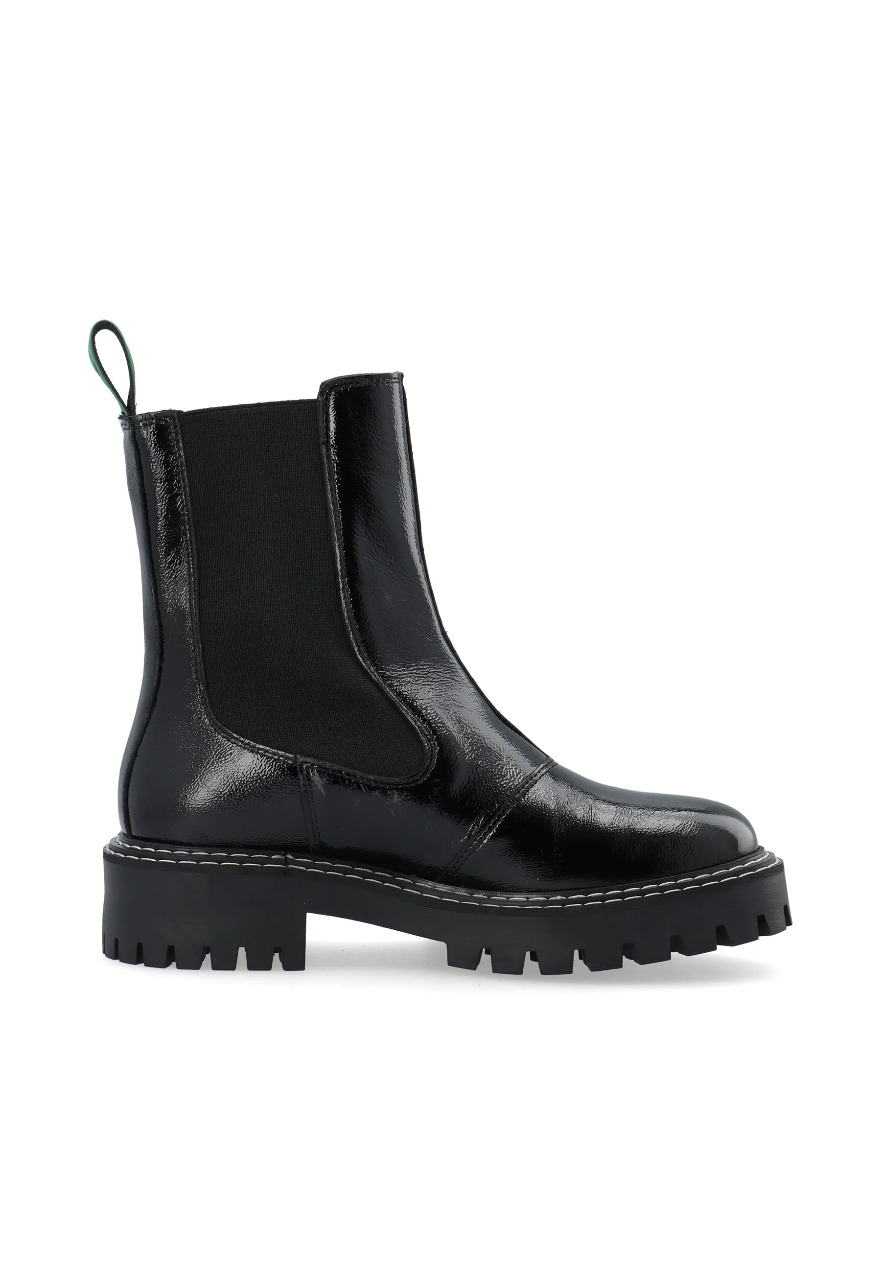 Demmi Black Patent Chelsea Boots