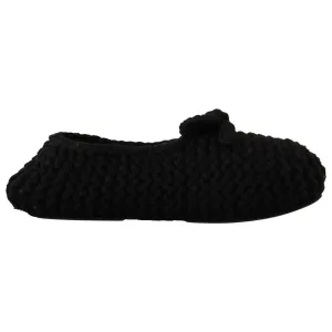 Dolce & Gabbana Elegant Black Wool Knit Ballet Flats