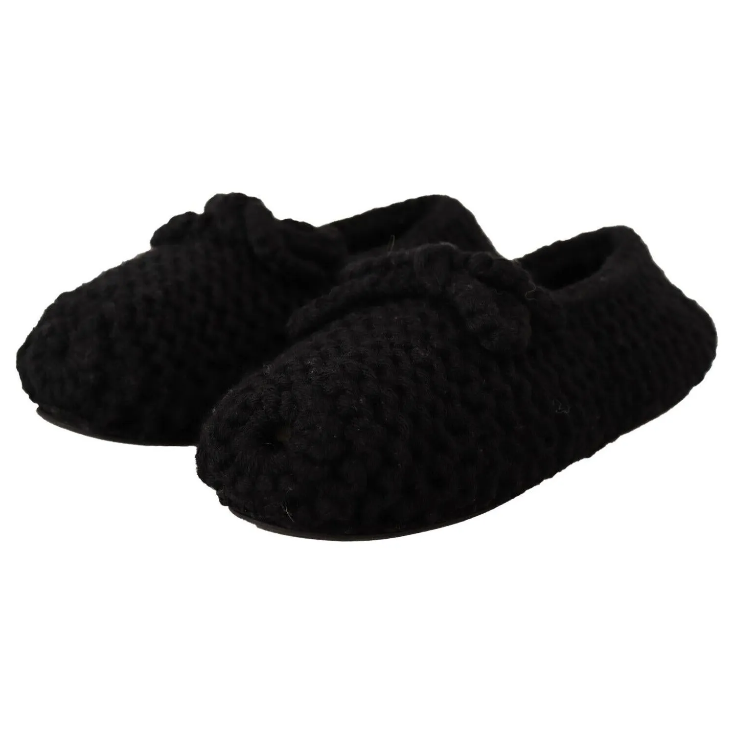 Dolce & Gabbana Elegant Black Wool Knit Ballet Flats