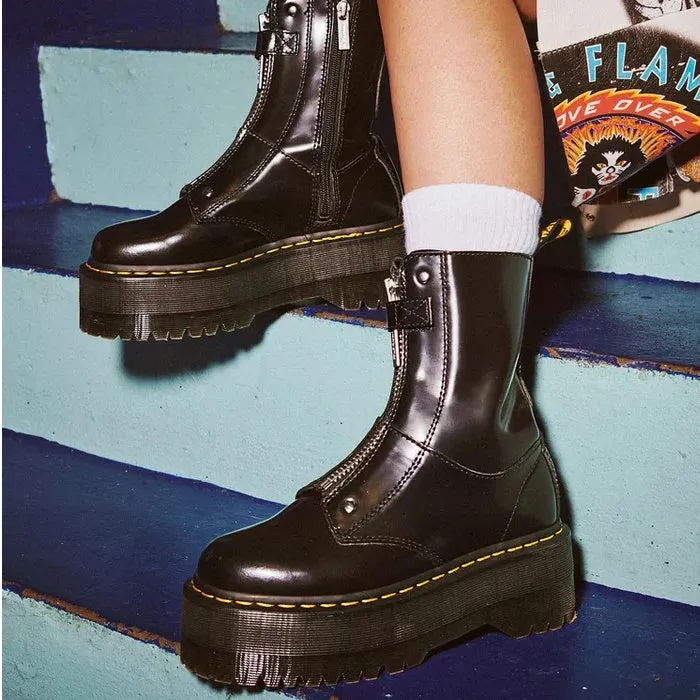 Dr Martens Jetta Hi Max Buttero Leather Platform Boots Black