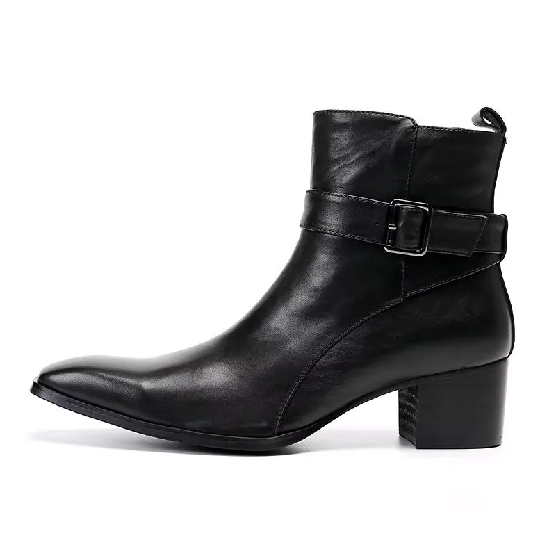 ElegantLux Genuine Leather Zipper Dress Boots